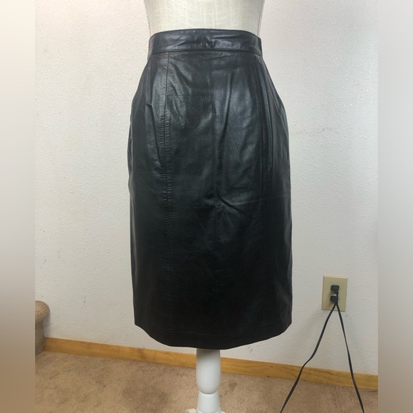 Vintage Dresses & Skirts - Genuine Leather pencil skirt. Size Small